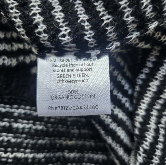 Eileen Fisher Knitted Tank Black And White Stripe Racerback Womens Small - Picture 4 of 5
